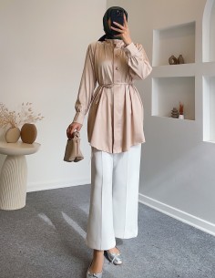 5090 saten tunik - Bej 2