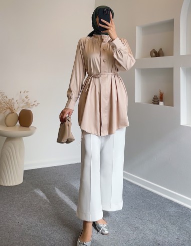 5090 saten tunik - Bej