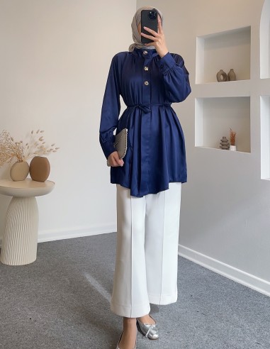 5090 saten tunik - Lacivert