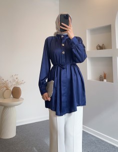 5090 saten tunik - Lacivert