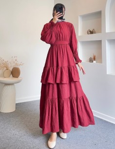 012 kat kat elbise - Bordo