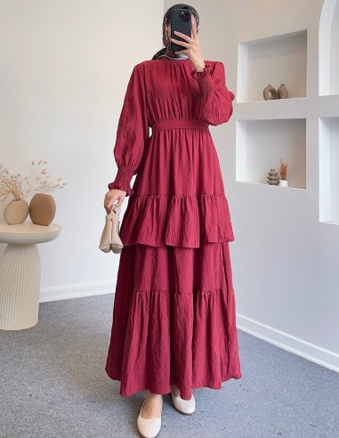 012 kat kat elbise - Bordo