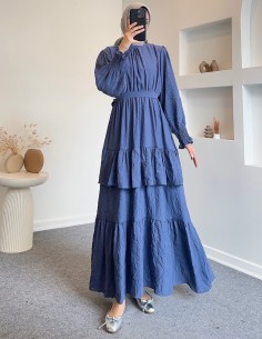 012 kat kat elbise - Mavi