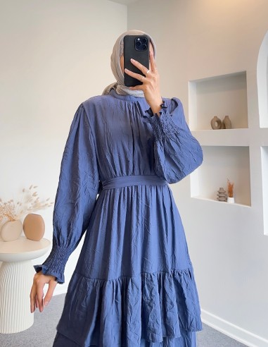 012 kat kat elbise - Mavi