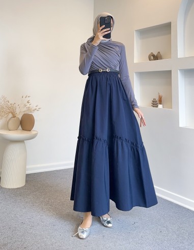 3074 papırtac asimetrik etek - lacivert