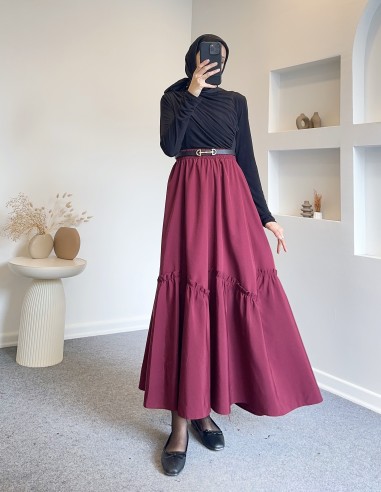 3074 papırtac asimetrik etek -Bordo