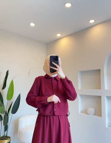 2805 elfida etek takım bordo