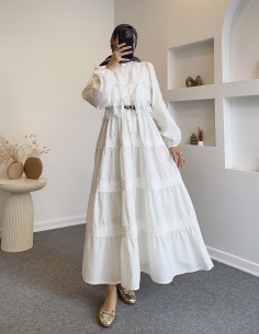 6594 güpürlü elbise - Beyaz 2