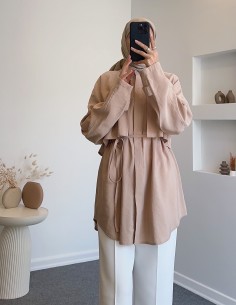 498 pelerinli gömlek - bej