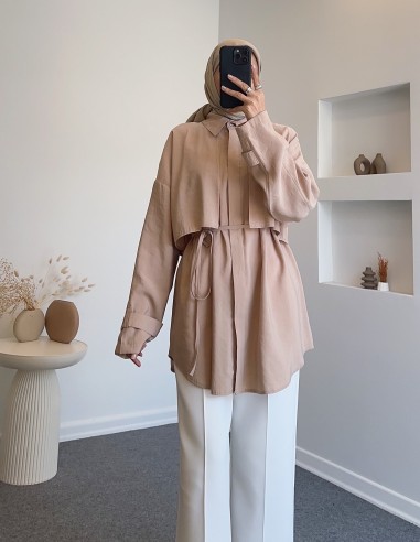 498 pelerinli gömlek - bej