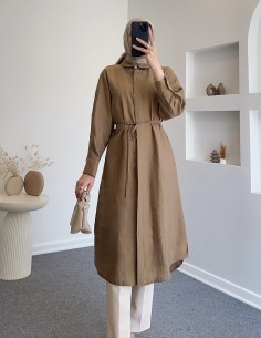 7731 gizli düğmeli tunik-Camel