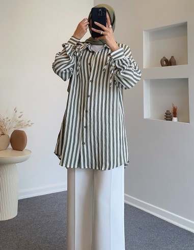 1401 yakası taş şeritli tunik - mint...