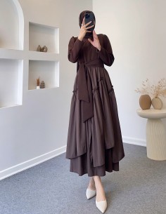 6001 elsa elbise - kahverengi
