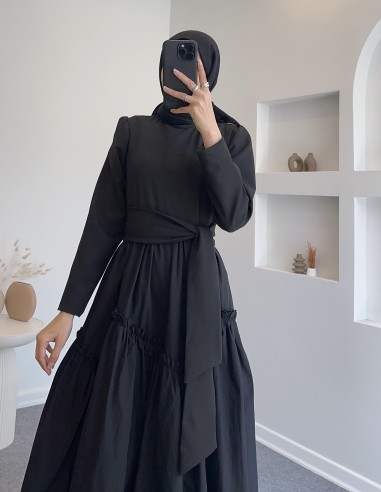 6001 elsa elbise - Siyah