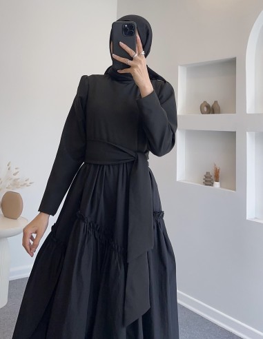 6001 elsa elbise - Siyah