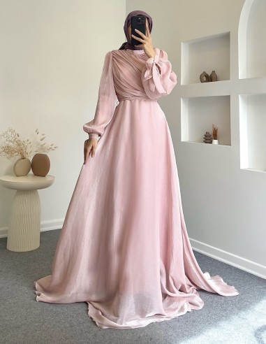3023 rüya drapeli elbise - pembe