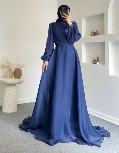 3023 rüya drapeli elbise - Lacivert