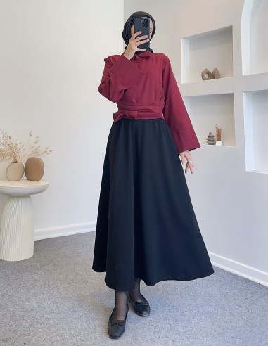 B2994 yan düğmeli bağlamalı gömlek -...