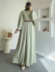 1357 kemerli elbise - mint