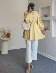 315 bel büzgülü gömlek - sarı