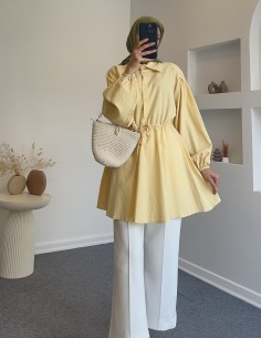 315 bel büzgülü gömlek - sarı 2