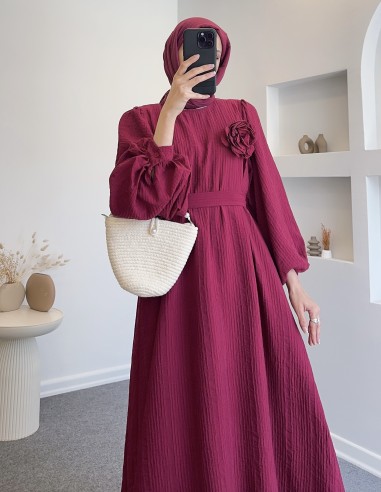 010 gül detay elbise - vişne çürüğü