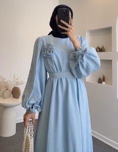 010 gül detay elbise - Mavi 2