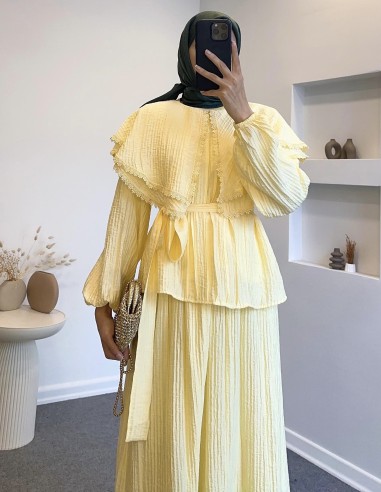 4245 bebe yaka takım - sarı