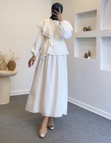 4245 bebe yaka takım - Beyaz