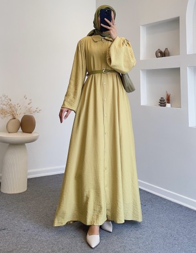 6913 liza ferace elbise - Yağ yeşili