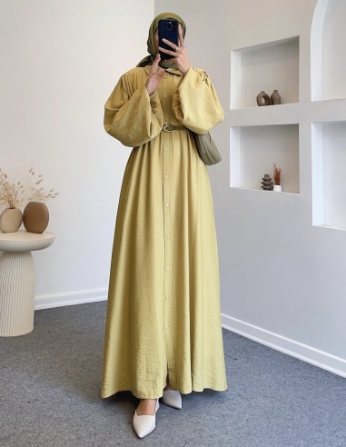 6913 liza ferace elbise - Yağ yeşili