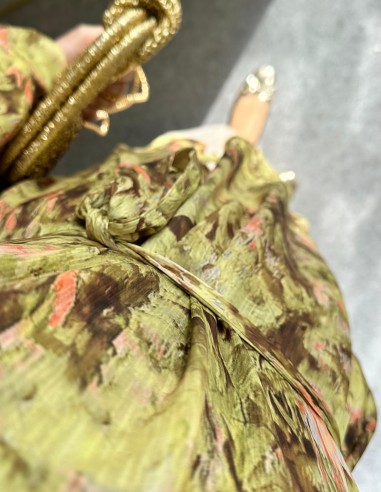 5095 su yolu desenli saten tunik - yeşil