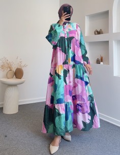 71277 viskon elbise - pudra