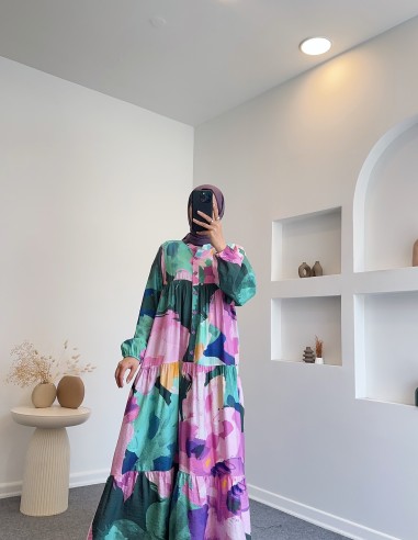 71277 viskon elbise - pudra