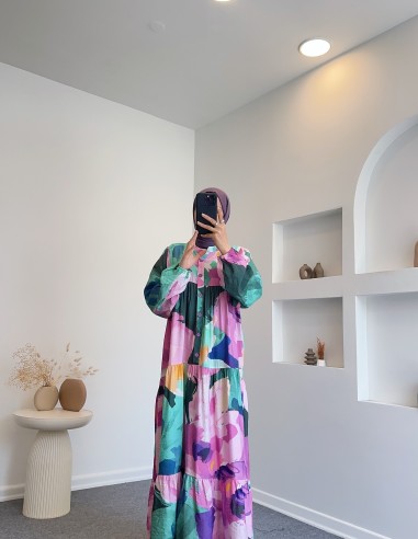 71277 viskon elbise - pudra