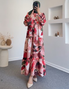 71277 viskon elbise - vişne 2