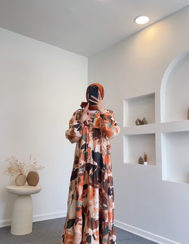 71277 viskon elbise - turuncu