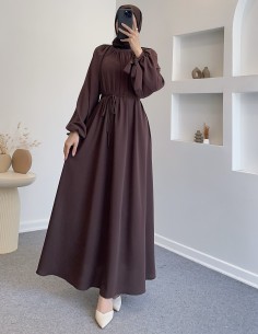 9150 afra elbise - Kahverengi