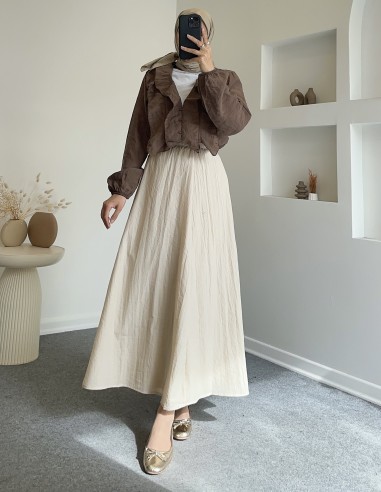 D29165 fırfır detay gömlek - kahverengi