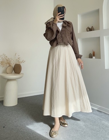 D29165 fırfır detay gömlek - kahverengi