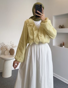 D29165 fırfır detay gömlek...