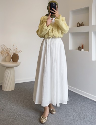 D29165 fırfır detay gömlek -yağ yeşili