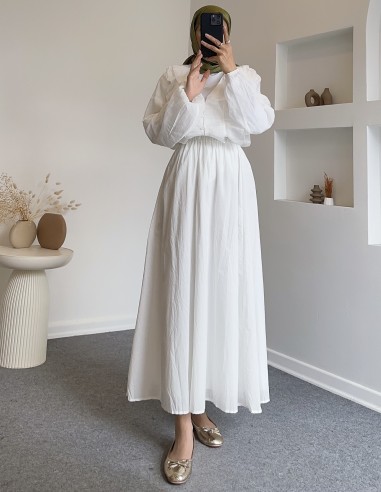 D29165 fırfır detay gömlek - beyaz