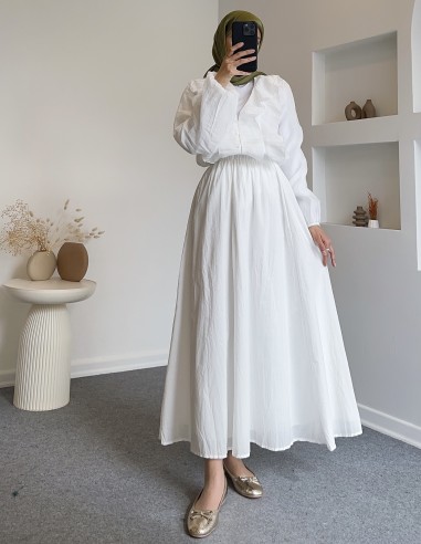 D29165 fırfır detay gömlek - beyaz