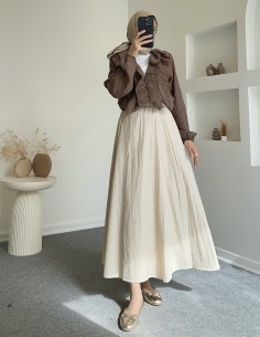 D29062 pamuklu etek - taş