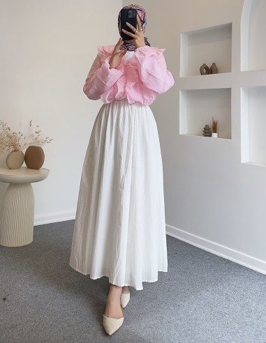 D29062 pamuklu   etek Beyaz