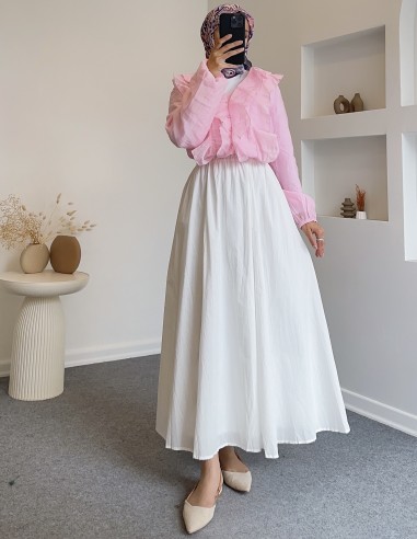 D29062 pamuklu   etek Beyaz