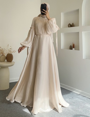 25Y-3068 zen elbise - ekru krem