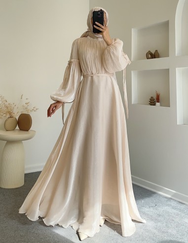 25Y-3068 zen elbise - ekru krem