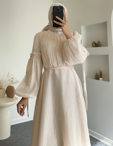 25Y-3068 zen elbise - ekru krem